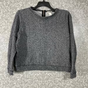 H&M Gray Marled Cropped Sweatshirt - Size Medium - Exposed Back Brass Zipper